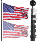 NELXINJO 20ft telescopic flag pole in black for durable outdoor display