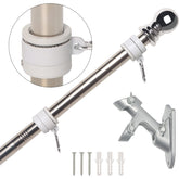 NELXINJO 5FT flag pole with bracket, front view, polished stainless steel finish