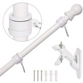 NELXINJO 5FT flag pole kit outdoors with bracket, ideal for wall or yard display.