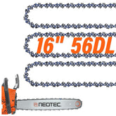 NEO-TEC 16-inch chain with 3/8 LP pitch and 0.043 gauge for smooth cuts.