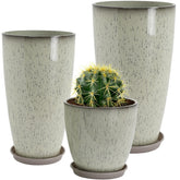 Neoaider glaze beige 24-inch planter front view, ideal for bold outdoor displays