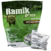 Neogen Ramik Green Nuggets pack in a pouch for weather-ready rodent control