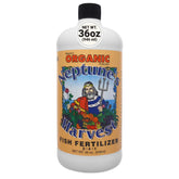Neptune's Harvest fish fertilizer bottle-pour for precise garden dosing.