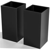Nessxa tall metal planter box front view, showcasing a durable weather-ready design for patios.