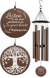 NETAEX sympathy wind chimes front view with engraved verse for remembrance