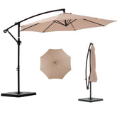NEWBULIG 10ft patio umbrella with base included provides stable shade for outdoor gatherings.