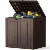 NEWBULIG deck box 31-gallon outdoor storage keeps cushions and tools organized outdoors.