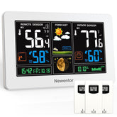 Newentor weather station color display provides at-a-glance indoor/outdoor temperature and humidity for quick planning.