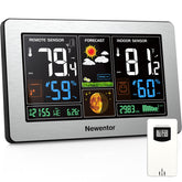 Newentor Weather Station color display showing indoor and outdoor temperature at a glance.