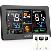 Newentor Weather Station front display shows large color readings for easy home use