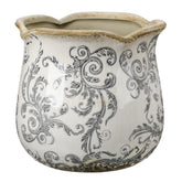 Newtay 6-inch ceramic planter with gray scroll crackle glaze for stylish indoor greenery