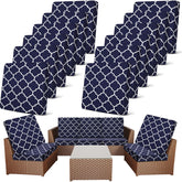 Newwiee 12-pack patio cushion covers with elastic stretch for easy fit.