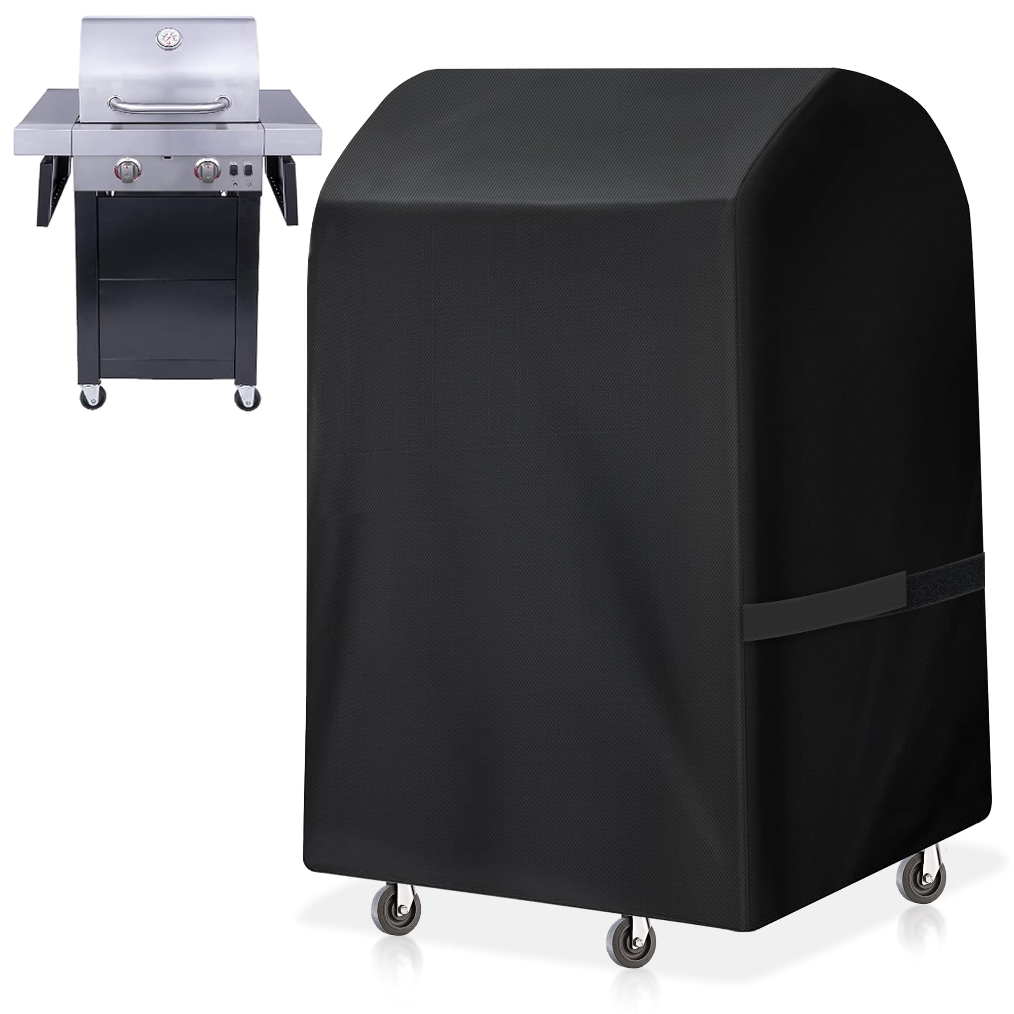 NEXCOVER grill cover in front view protects the 30-inch grill from rain and dust.