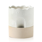 Nihow self-watering pot front view shows 6-inch beige ceramic planter for easy care.
