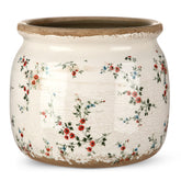 Ninehaoou vintage planter with beige ice-crack finish for rustic shelves