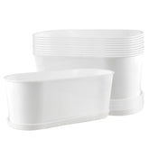 NINGWAAN rectangle window planter box white with saucers for windowsill gardening
