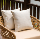 NiNi ALL beige outdoor pillow cover front view highlighting waterproof protection for cushions