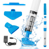 Nlapldy handheld pool vacuum with telescopic pole cleans debris smoothly