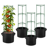 NNG tomato cages 4-pack 48-inch assembly in garden, offering sturdy vertical support for climbing tomatoes.