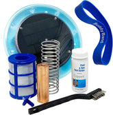 No More Green Original Solar Pool Ionizer on pool surface reduces chlorine needs for clearer water.