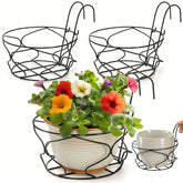 Noamus three 10 inch hanging planters on balcony railing for space-saving greenery