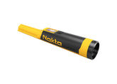 NOKTA AccuPOINT pinpointer on a damp field with waterproof use suggested by its rugged build.