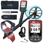 NOKTA FINDX PRO metal detector front view showing ergonomic handle for prolonged use.