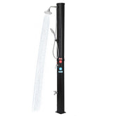 Nollapo solar heated outdoor shower front view with 9.3-gallon capacity