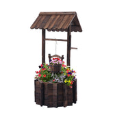 Notume garden wishing-well-planter in cedar wood for outdoor décor and planting