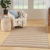 Nourison Positano beige ivory rug, outdoor flatweave ideal for patios and easy cleaning.