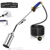 Novastry propane torch weed burner with long hose for safer, extended reach around driveways.