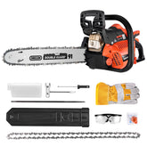NovorikX chainsaw with an 18-inch bar for fast tree cutting.