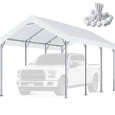N\P carport top cover 10x20 white shields vehicle from sun and rain