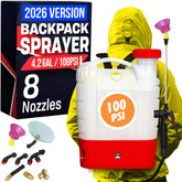 NPGLOBAL battery backpack sprayer tank view shows solution level at a glance