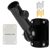 NQ adjustable flag pole holder showing angle range for outdoor display