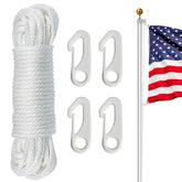 NQ flag pole rope kit in use, smooth through pulleys for reliable outdoor flag display.