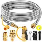 NQN 12 ft quick connect propane hose between RV and grill for versatile outdoor use.