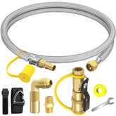 NQN 6ft propane quick connect hose secures RV-to-griddle connections for outdoor cooking.