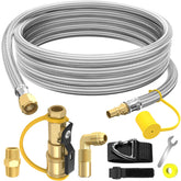 NQN propane hose 12ft quick connect for RVs ensures a secure, leak-free connection.