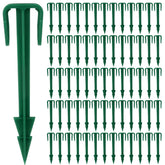 Nuanchu biodegradable green stakes for landscape fabric installation.