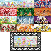 Nuanchu seasonal door mat inserts showing year‑round designs for welcome entryways.