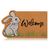 Nuanchu Easter Bunny coir doormat at front door with welcoming multicolor design