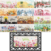 Nuanchu seasonal door mat Irish Easter: interchangeable inserts for year-round welcome
