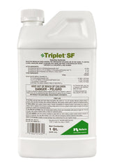Nufarm Triplet SF selective herbicide bottle pour enables precise, safe application for broadleaf weed control.