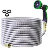 Numwot 100ft hose with steel jacket proving durability and kink resistance.