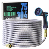 Numwot 75ft garden hose stainless steel coil for durable outdoor watering.