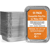 NUPICK 55-pack drip pans base dimensions for precise fit and mess containment.