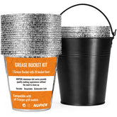 NUPICK grease bucket liner kit with a durable galvanized steel bucket for Traeger grills.