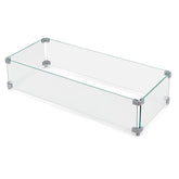 NUU GARDEN rectangular glass wind guard for flames with clear view