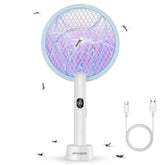 Nymrix electric fly swatter in front view showing compact handheld design for quick zaps.